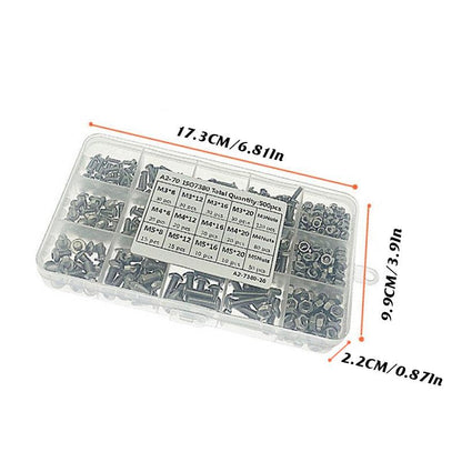 500x M3/M4/M5 Stainless Steel Hex Socket Button Head Bolts Screws Nuts Kit