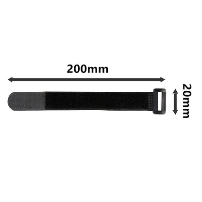 Magic Cable Ties Reusable Winder Coded Organiser Cords Hook Loop Black - 20*300mm  10PCS