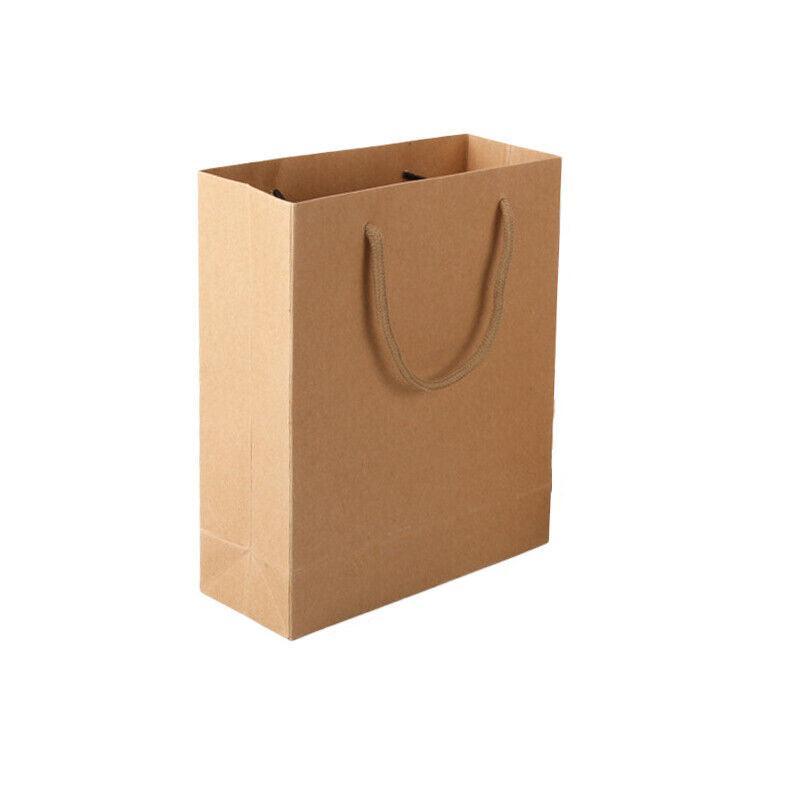 50X Kraft Paper Bags Gift Shopping Carry Craft Brown Bag With Handles - 50PCS  22*15*6CM