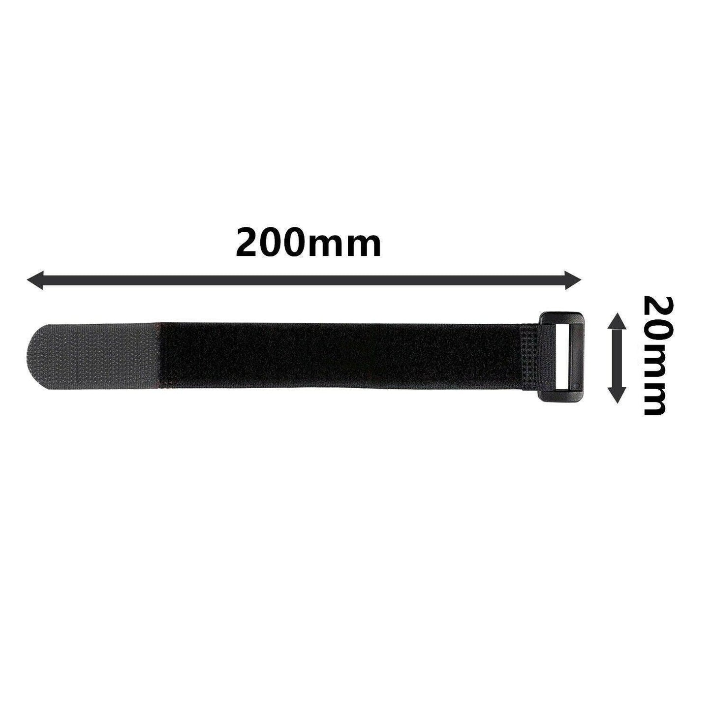 Magic Cable Ties Reusable Winder Coded Organiser Cords Hook Loop Black - 20*200mm  10PCS