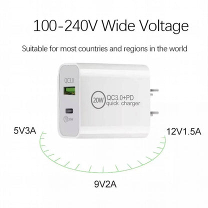 20W Dual Usb-C Type C Fast Wall Charger Adaptor Qc3.0 For Iphone 12 11 Android