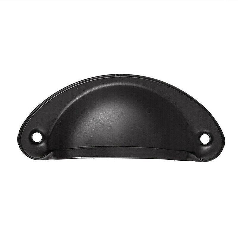 6X Cupboard Door Cabinet Cup Drawer Furniture Retro Antique Pull Shell Handle - Black