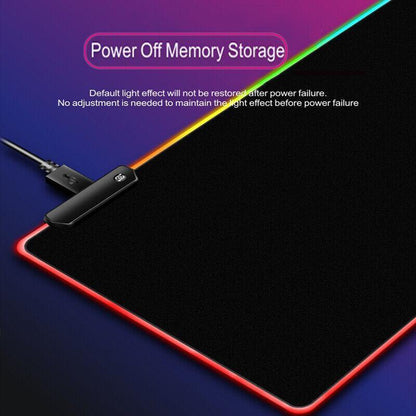 Led Gaming Mouse Pad Large Rgb Extended Mousepad Keyboard Desk Anti-Slip Mat - 800*300*4mm