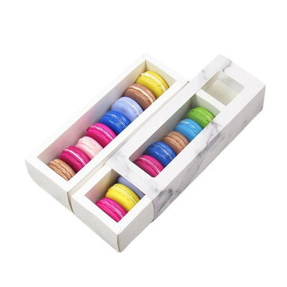 25Pcs White/Kraft Macaron Boxes 8/16 Hold Rectangular Favour Bomboniere Cookie - White 16 Hold