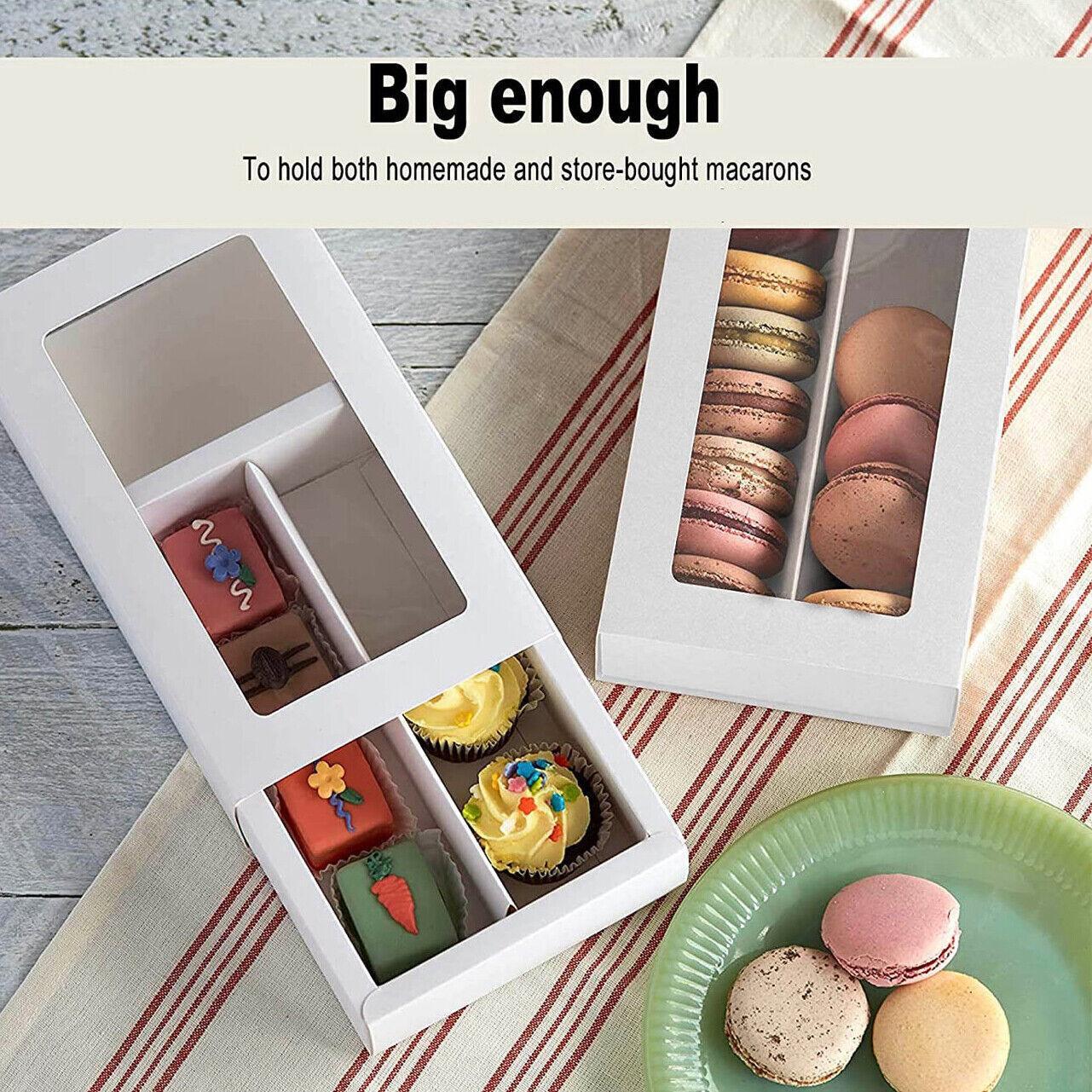 25Pcs White/Kraft Macaron Boxes 8/16 Hold Rectangular Favour Bomboniere Cookie - Kraft 16 Hold