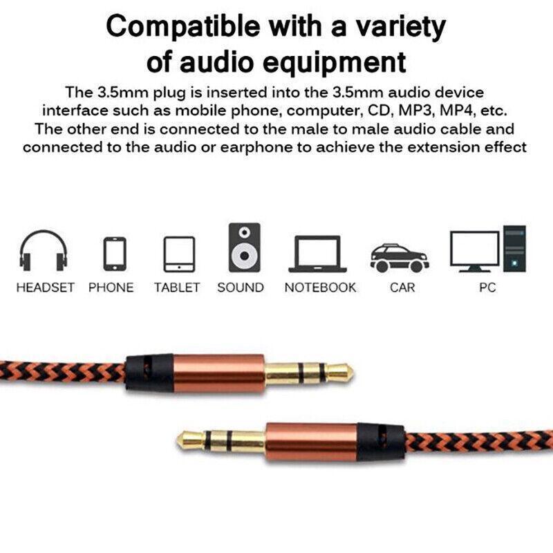 AUX Cable 3.5mm Stereo Audio Input Extension Male to Male Auxiliary Car Cord - Green