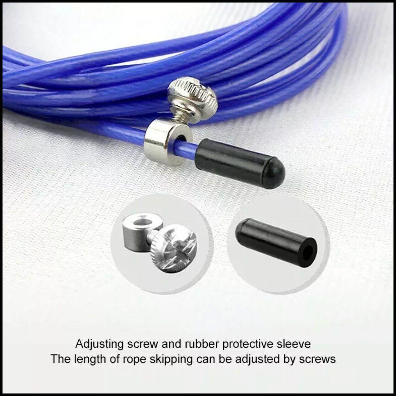 Aolikes Adjustable High Speed Steel Skipping Jump Rope Dual Bearings Gym Boxing - Black