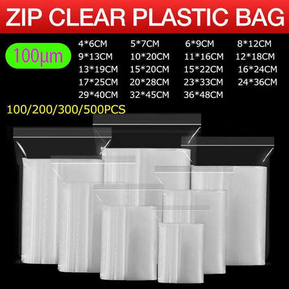 100PCS 100micron Bulk Clear Resealable PE Plastic Zip Bags - 4*6CM