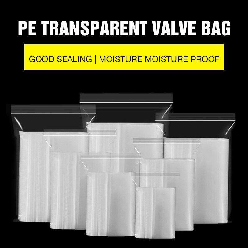 100PCS 100micron Bulk Clear Resealable PE Plastic Zip Bags - 20*28Cm
