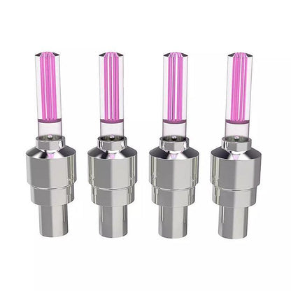 2PCS Flashing Neon Led Light Wheel Valve Cap Tyre - Yellow