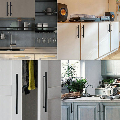 1pcs Black Kitchen Cabinet Door Handles Matte Black Stainless Steel Door Drawer Pull T Bar - 127mm/76mm