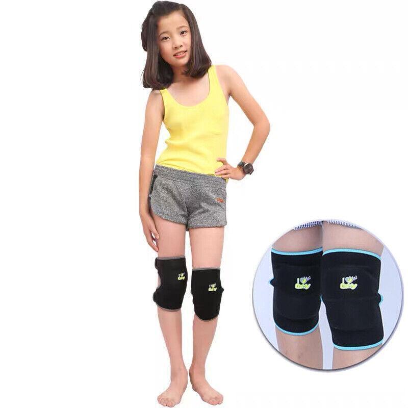 S Size Kid Knee Pad Crash Proof Antislip Basketball Dance Skating Protector - Black+Rose red