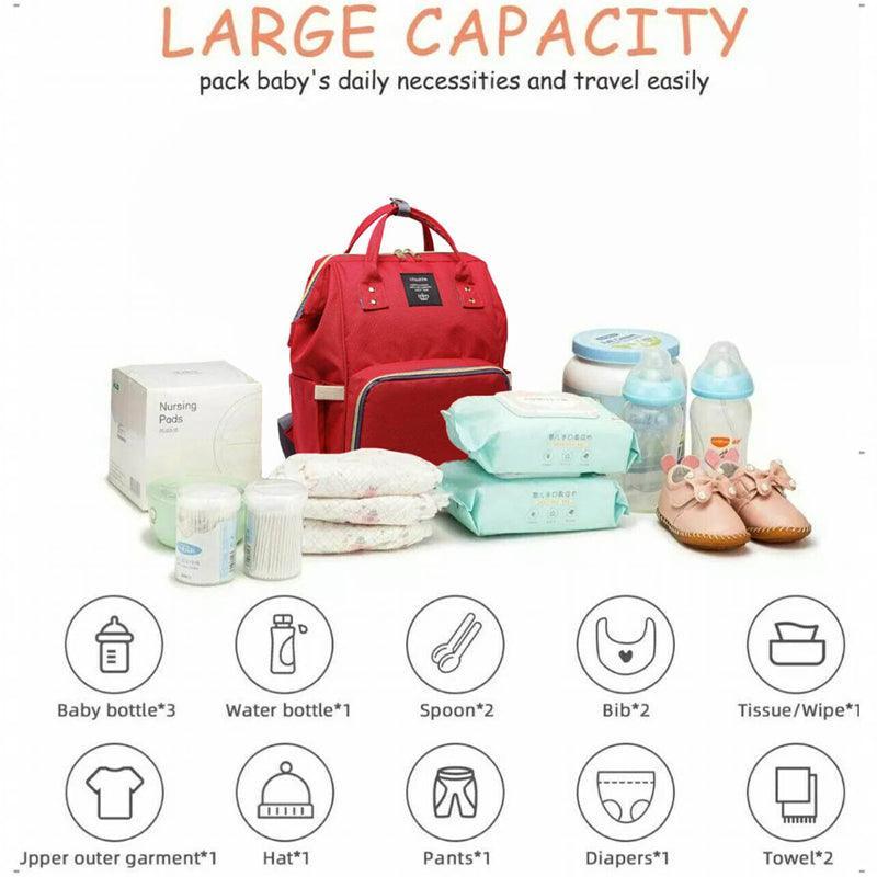 Luxury Multifunctional Diaper Nappy Backpack Maternity Mummy Changing Bag - Purple