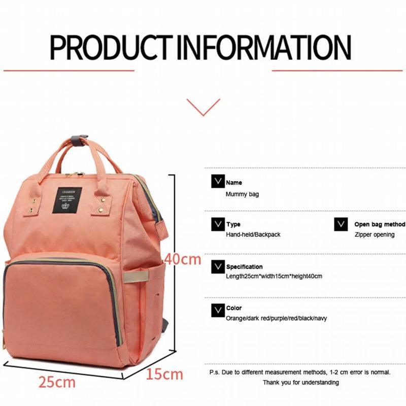 Luxury Multifunctional Diaper Nappy Backpack Maternity Mummy Changing Bag - Purple