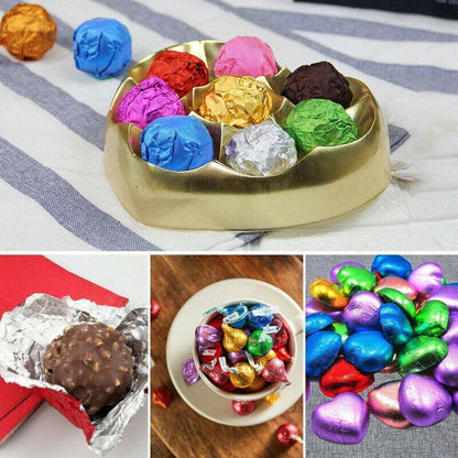100Pcs Aluminium Foil Chocolate Wrappers 20cm Squares - Red/Embossed