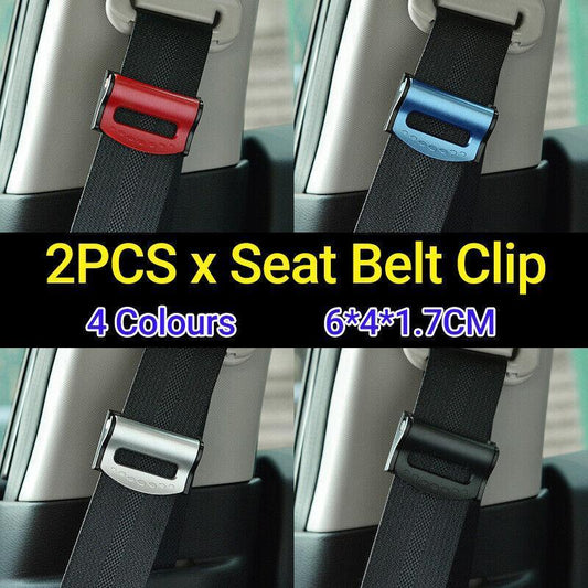 2pcs Car Strap Positioning Clip Buckle Adjuster Clamp for Comfort and Pressure Relief - Silver