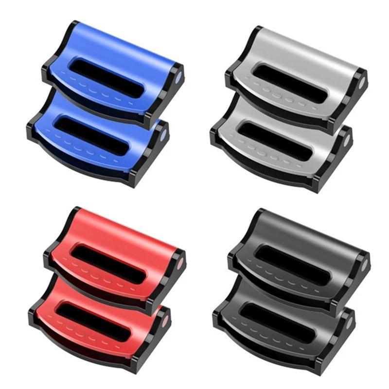2pcs Car Strap Positioning Clip Buckle Adjuster Clamp for Comfort and Pressure Relief - Silver