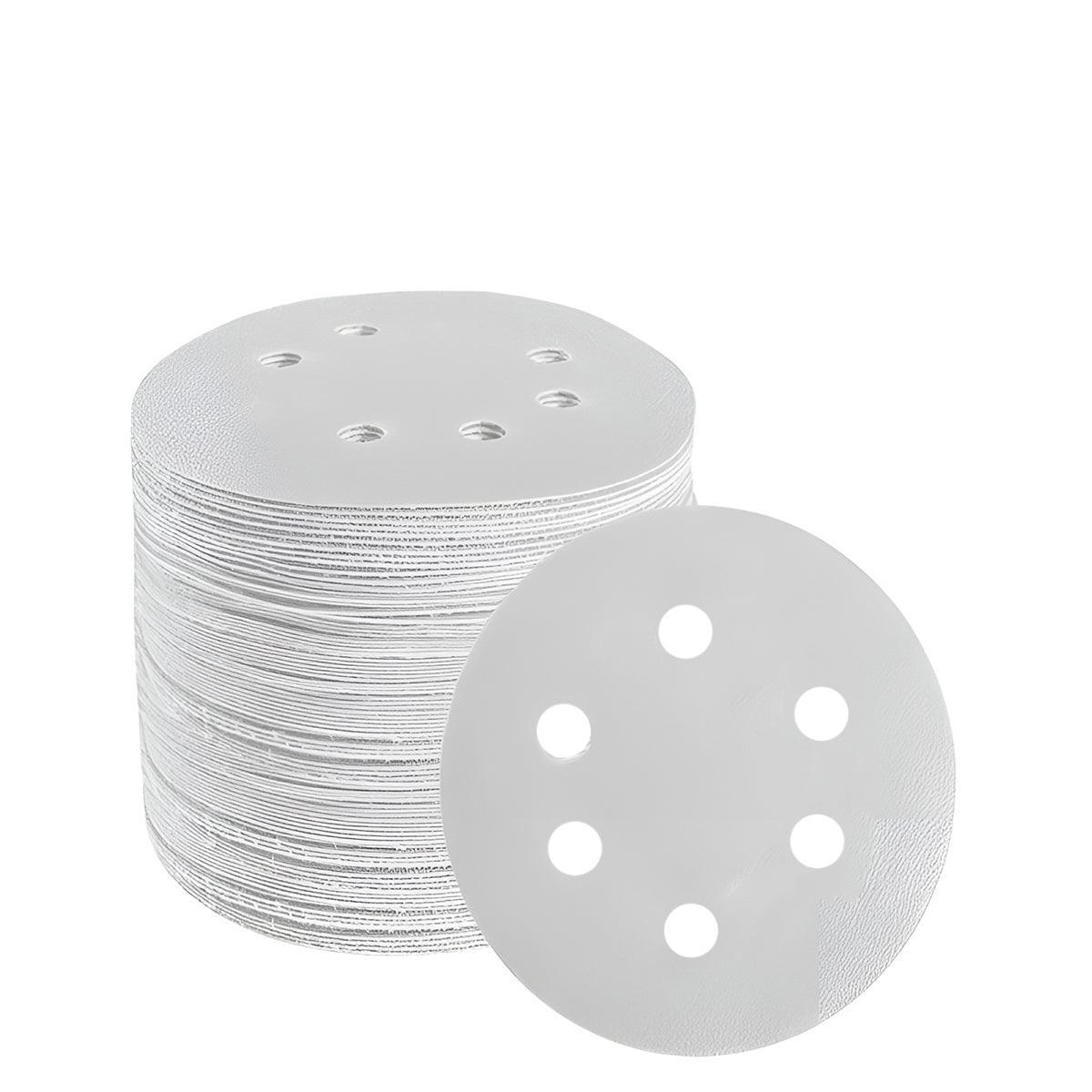 100x 123mm 6/8-Hole Sanding Discs Hook Loop Orbital Sander Pads 80 120 240 Grit - 180 Grits（6-Hole）