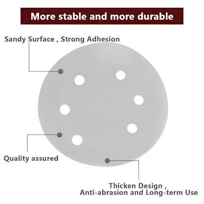 100x 123mm 6/8-Hole Sanding Discs Hook Loop Orbital Sander Pads 80 120 240 Grit - 400 Grits（8-Hole）