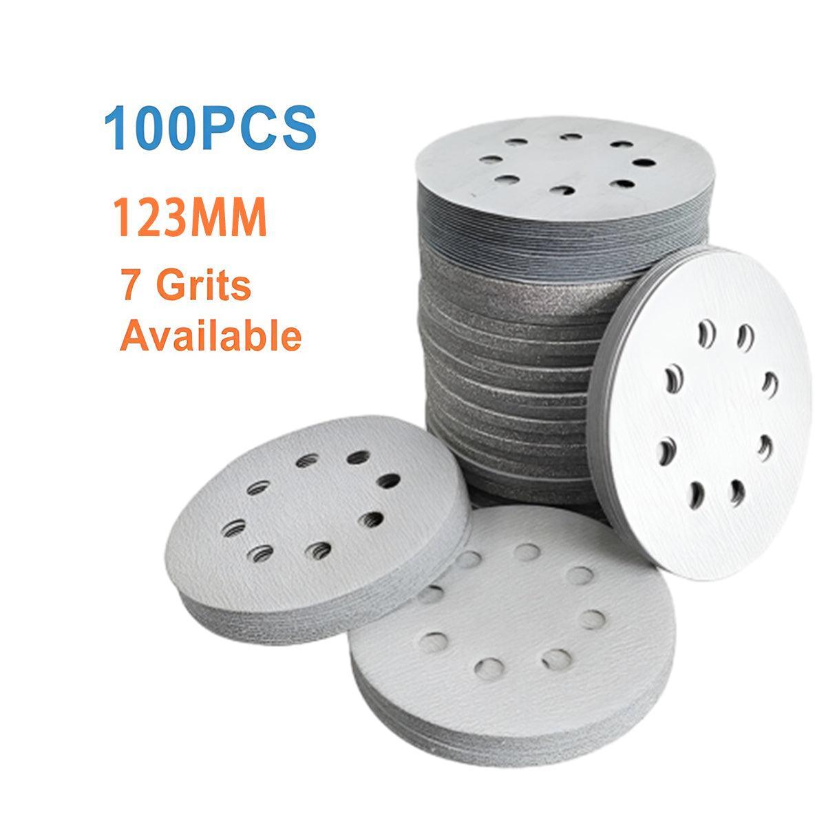 100x 123mm 6/8-Hole Sanding Discs Hook Loop Orbital Sander Pads 80 120 240 Grit - 400 Grits（8-Hole）
