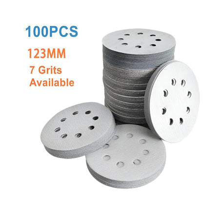 100x 123mm 6/8-Hole Sanding Discs Hook Loop Orbital Sander Pads 80 120 240 Grit - 400 Grits（8-Hole）