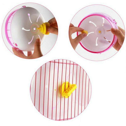 Blue Hamster Guinea Pig Running Disc Cage Accessories Running Round Wheel Pet Toys - 14CM