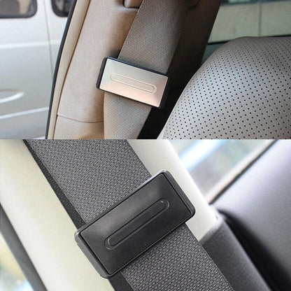 2X Car Shoulder Strap Positioning Clip Buckle Adjuster for Driving Comfort - Black