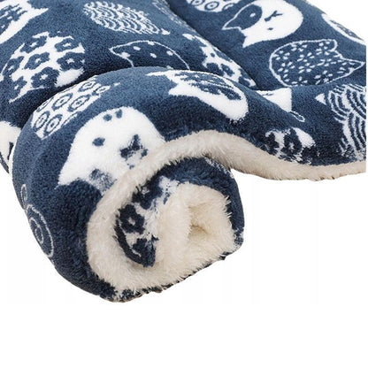 M Size Puppy Dog Cat Cushion Mattress Blanket Bed Soft Warm Pet Pad Winter Kennel House - Blue Brownstar
