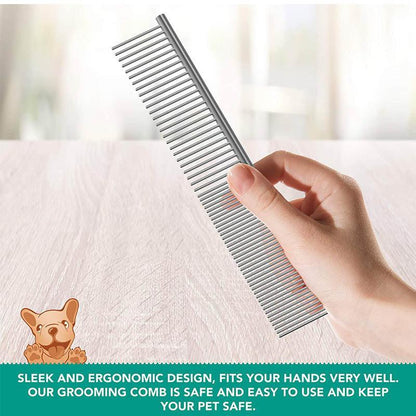 Stainless Steel Teeth Metal Comb Brush Pet Cat Dog Hair Grooming Trimmer Round - L:19*4CM