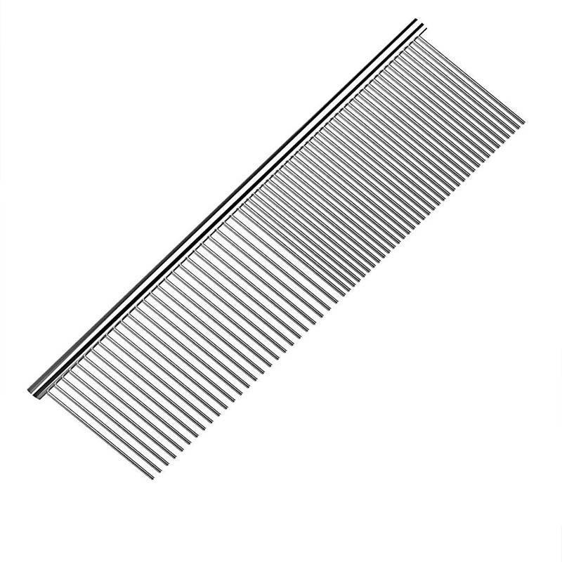 Stainless Steel Teeth Metal Comb Brush Pet Cat Dog Hair Grooming Trimmer Round - XL:19*5.5CM