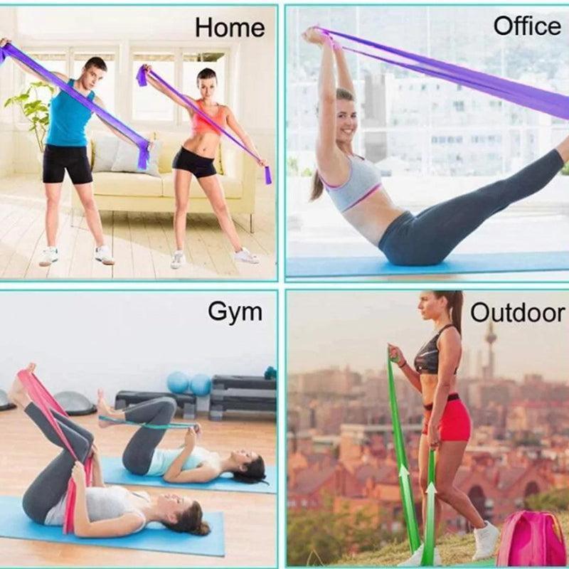 1.5m Elastic Yoga Stretch Resistance Bands Exercise Fitness Band Theraband - Pink