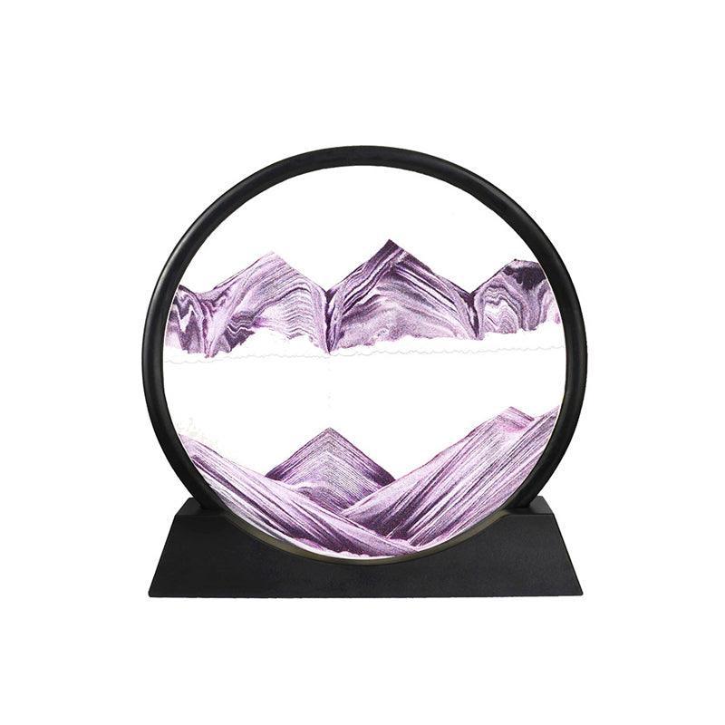 Moving Sand Art Picture Round Glass Quicksand Painting 3D Deep Sea Sandscape Au - Black