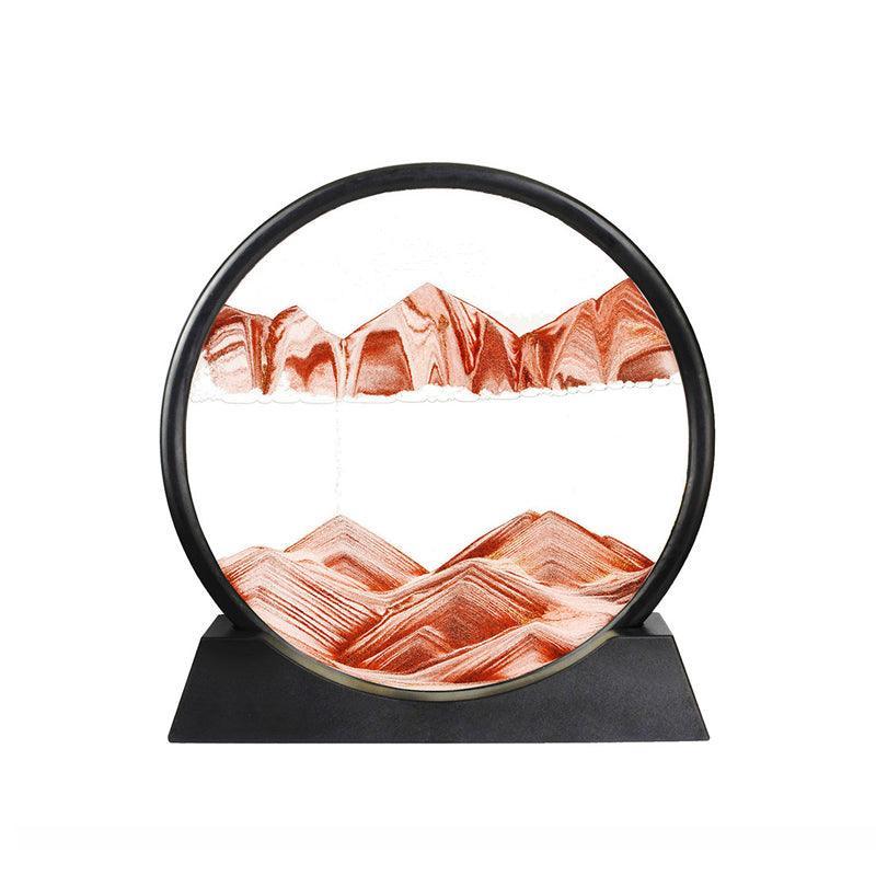 Moving Sand Art Picture Round Glass Quicksand Painting 3D Deep Sea Sandscape Au - Green