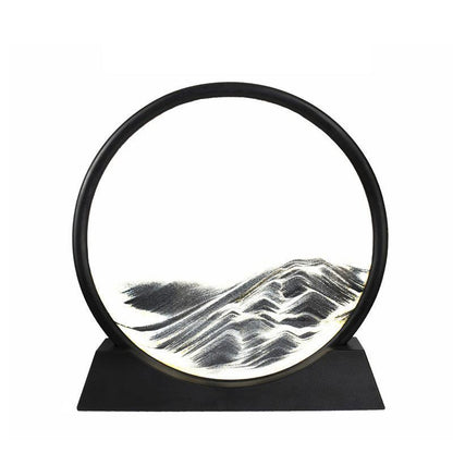 Moving Sand Art Picture Round Glass Quicksand Painting 3D Deep Sea Sandscape Au - Yellow