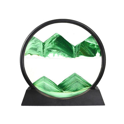 Moving Sand Art Picture Round Glass Quicksand Painting 3D Deep Sea Sandscape Au - Yellow