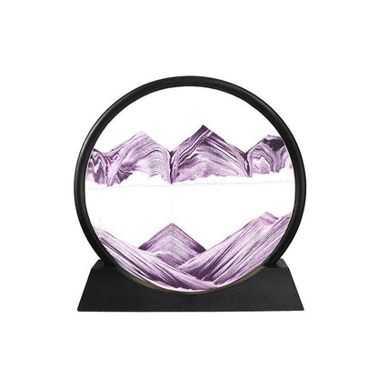 Moving Sand Art Picture Round Glass Quicksand Painting 3D Deep Sea Sandscape Au - Yellow