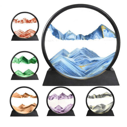 Moving Sand Art Picture Round Glass Quicksand Painting 3D Deep Sea Sandscape Au - Red