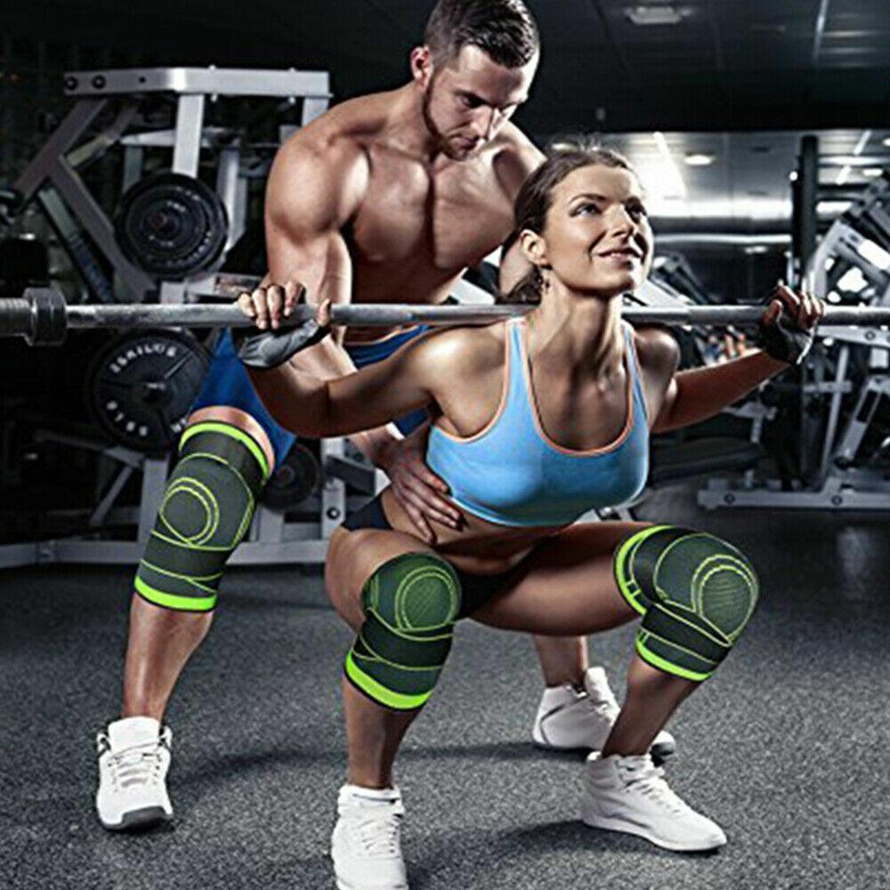3D Weaving Knee Brace Breathable Sleeve Support Running Jogging Joint Pain Leg Black - Black-L