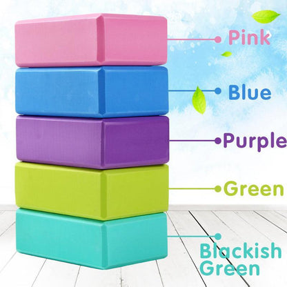 2PCS Yoga Blocks Foam Brick Fitness Exercise Stretch Gym Pilates Tool - Green