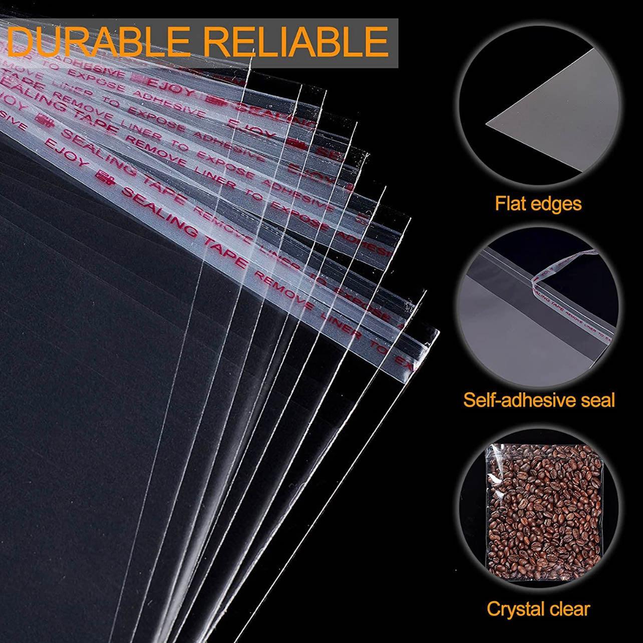 Multi-size Clear Self-Seal Cellophane Bags - Bulk Adhesive Opp - 15*20+3