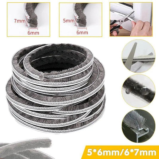 10M Hairy Seal Brush for Door & Window Draught Exclusion - 5x6mm（10M）