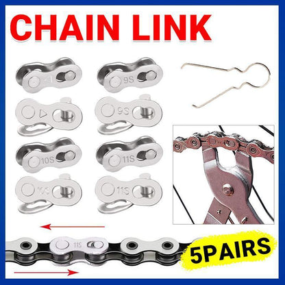 6/7/8/9/10/11 Speed 5 Pairs Bike Chain Master Link Connector QR + Simple Tool - 9 Speed Chain Link