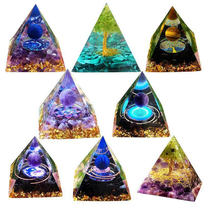 Amethyst Crystal Sphere Orgonite Pyramidamp Obsidians - Purple(50mmx50mm)