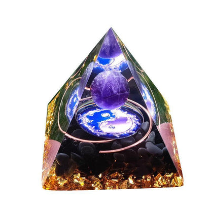 Amethyst Crystal Sphere Orgonite Pyramidamp Obsidians - Purple Tree(50mmx50mm)