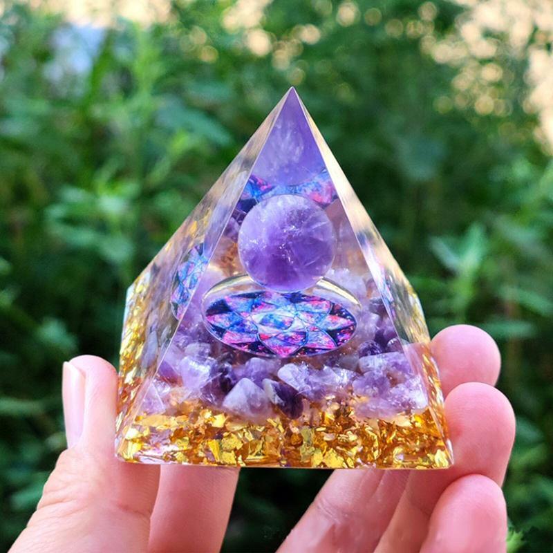 Amethyst Crystal Sphere Orgonite Pyramidamp Obsidians - Black Blue(60mmx60mm)