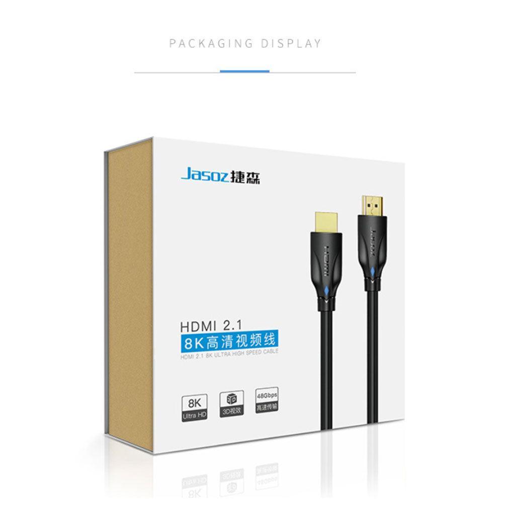 Jasoz 8K Ultra Hd Premium Hdmi Cable V2.1 3D High Speed Braided Ethernet 1 2 3M - 1 m