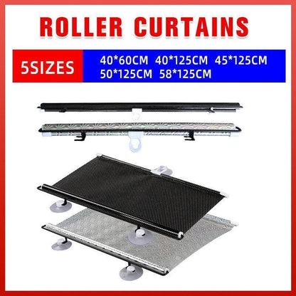 Black Roller Blinds Suction Cup Sunshade Blackout Curtains Car Home Window Curtains - 40 X 60 CM