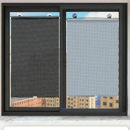 Silver Roller Blinds Suction Cup Sunshade Blackout Curtains Car Home Window Curtains - 58 X 125 CM