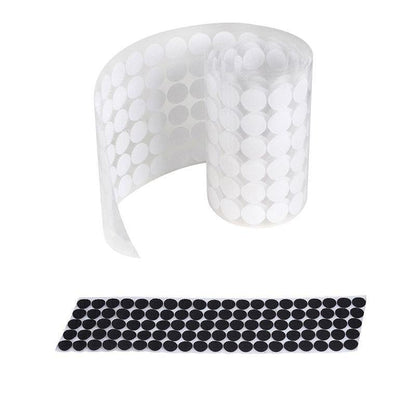 Hook and Loop Sticky Self Adhesive Dots Coins Circles Tape Black White 15mm - Black