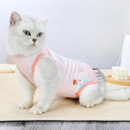 Pet Cat Postoperative Recovery Suit Pet Surgery Clothing Sterilization Weaning Pink - L(Bust: 44cm Length: 34cm)